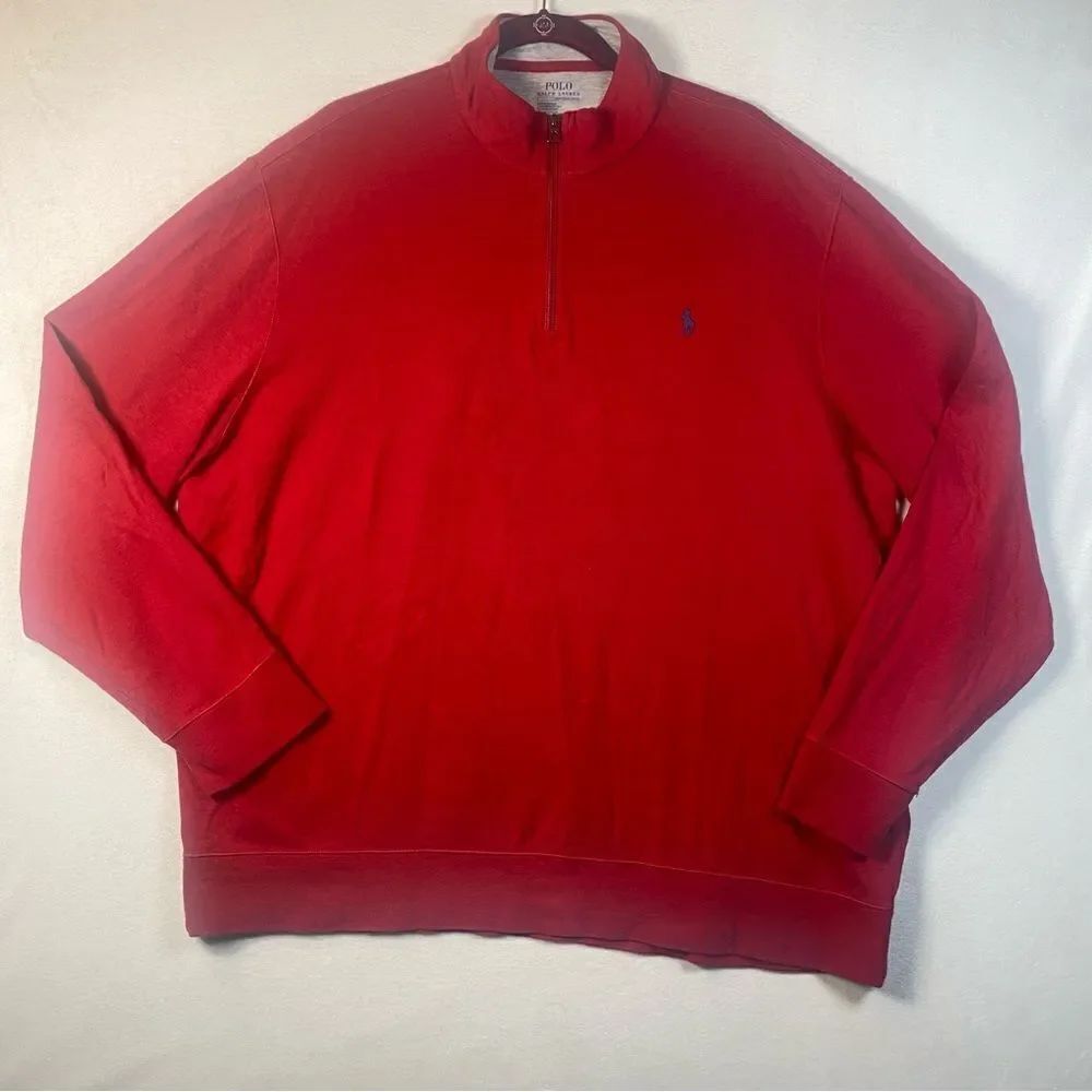 Polo Ralph Lauren Red Tone Performance 1/4 Zip Long Sleeve Shirt Size XXL